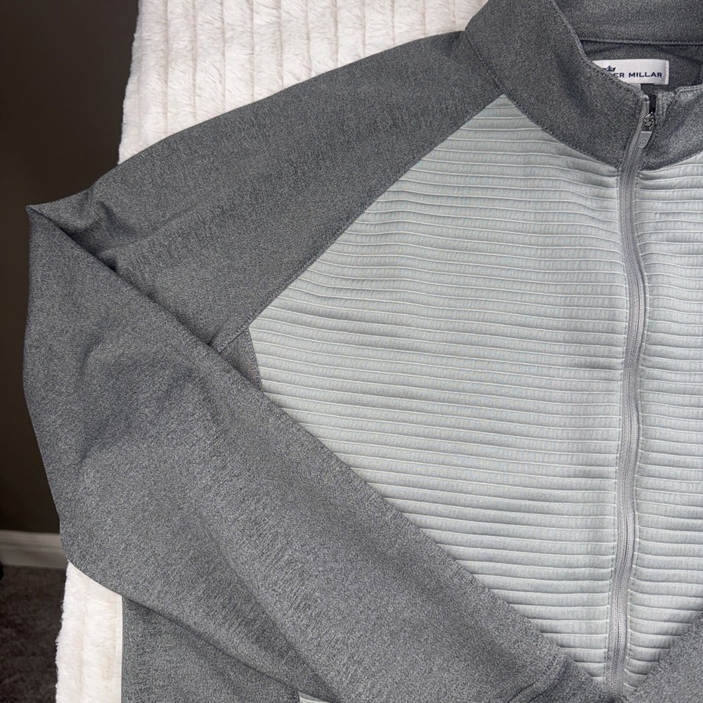 Peter Millar Crown Pemberton LS Zip Golf Jacket Men L Gray Whisper Rock NWOT - Picture 3 of 15